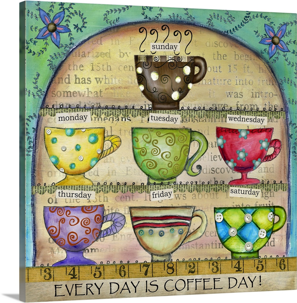 Decorative artwork perfect for the kitchen of a fun calendar-themed design approach to coffee.