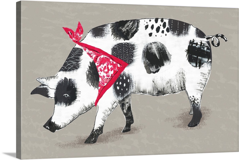 Stylish and contemporay country art, accented with the classic red bandana.