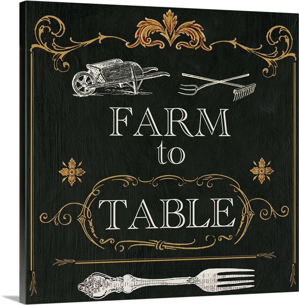 Farm to Table chalkboard signage makes great decor for kitchen or dining room.