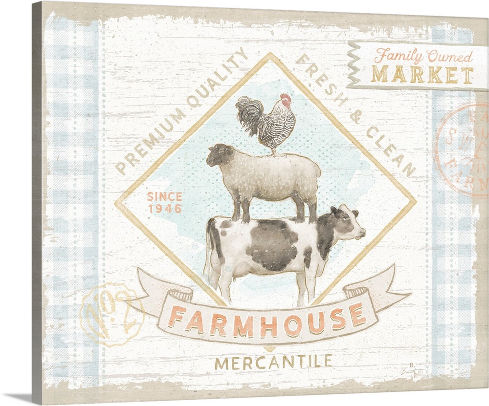 Vintage farmhouse signage evokes sophisticated country style