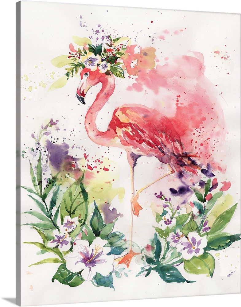 Flamingo Watercolor Wall Art, Canvas Prints, Framed Prints, Wall