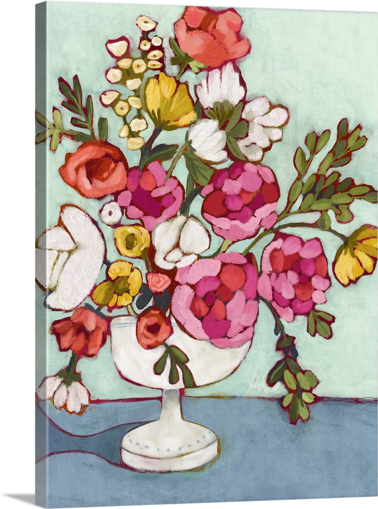An impressionistic treatment of a classic floral still live brings a modern flair to your decor