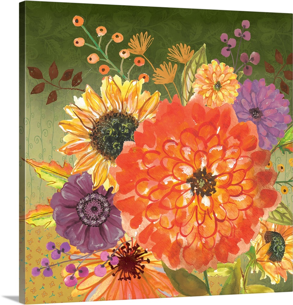Bright, splashy floral treatment will add a burst of color to your decor.