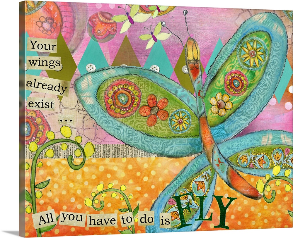 Inspirational butterfly collage adds a delicate but meaningful touch to decor.