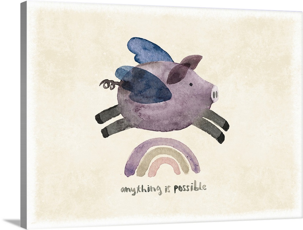 Whimsy abounds in this sweet depiction for a flying pig.