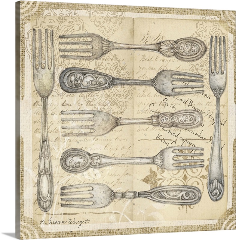 Forks on Burlap Great Big Canvas