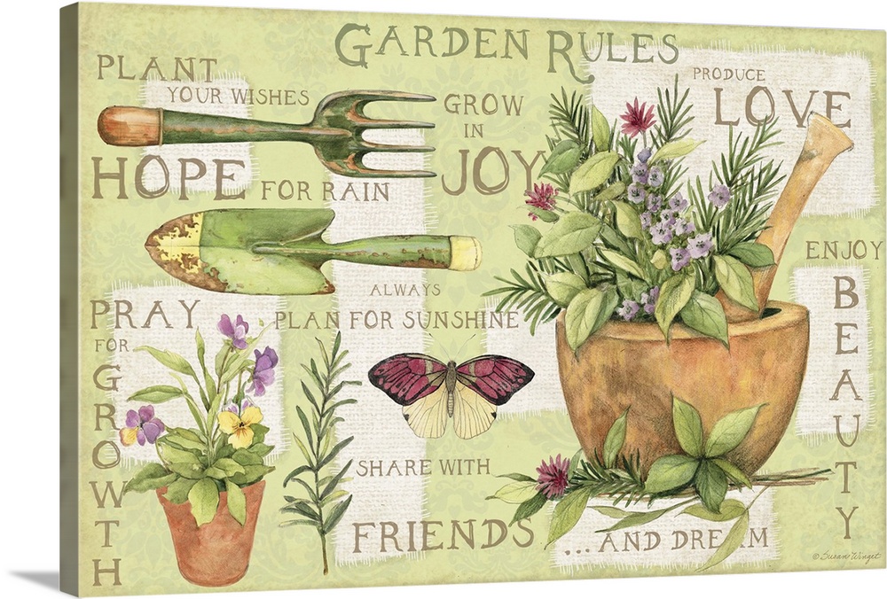 Garden Rules offer a fun signage design statement.