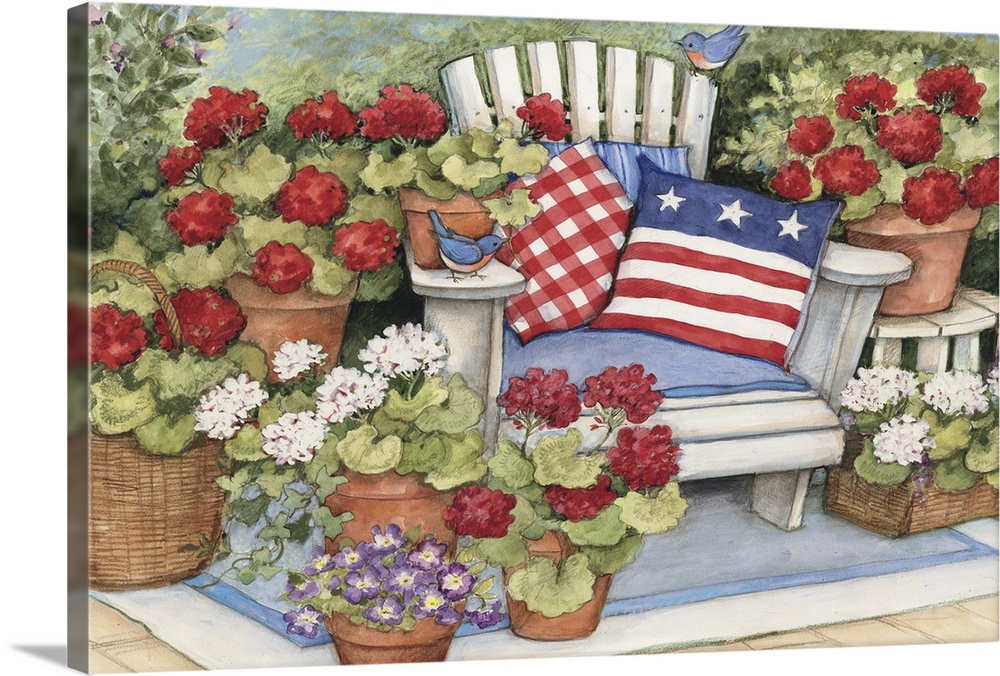 Patriotism soars with this red, white and blue flag basket!