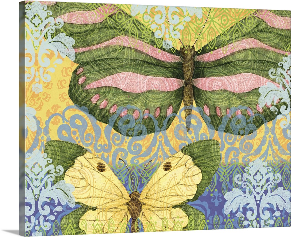 Boldly colored and patterned butterfly makes an impacting, decorative statement.