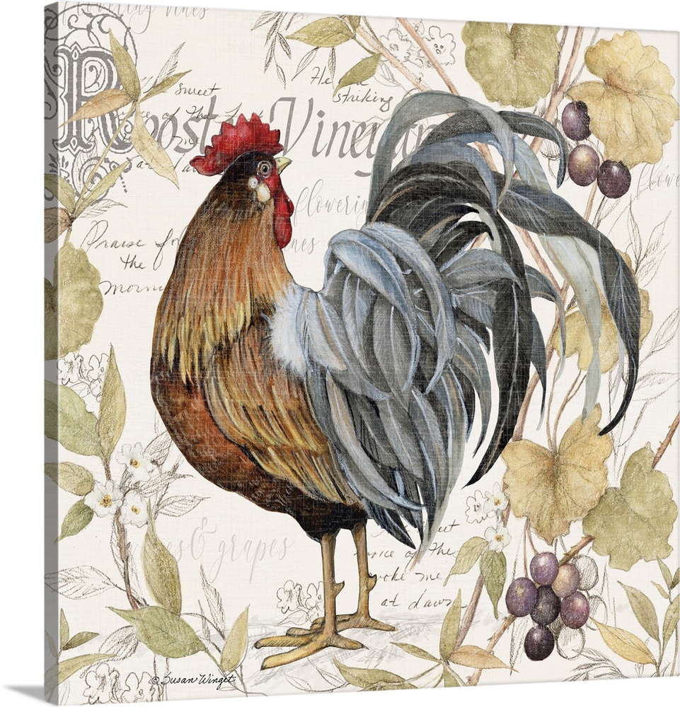 This softly colored rooster is a perfect neutral palette for your home decor.
