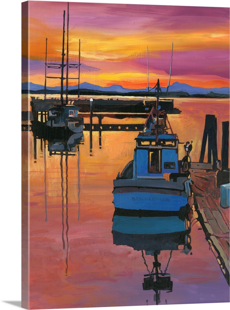 A red sky faces the fearless boater in this beautiful boat scene.
