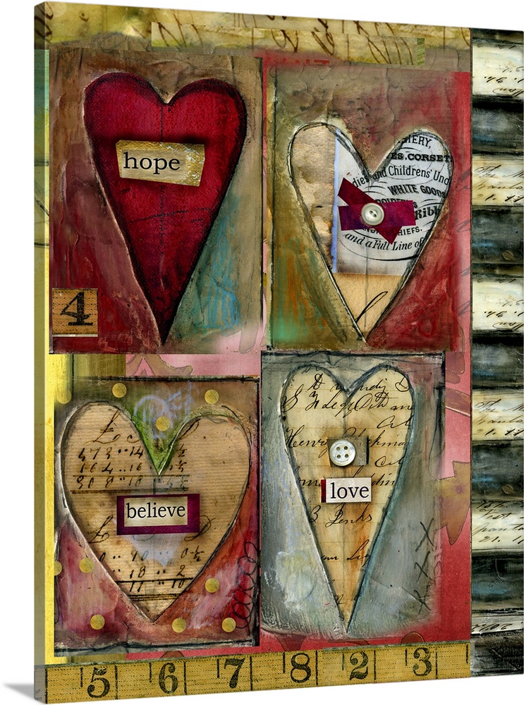 Heart collage with sentiment, beautiful for any room
