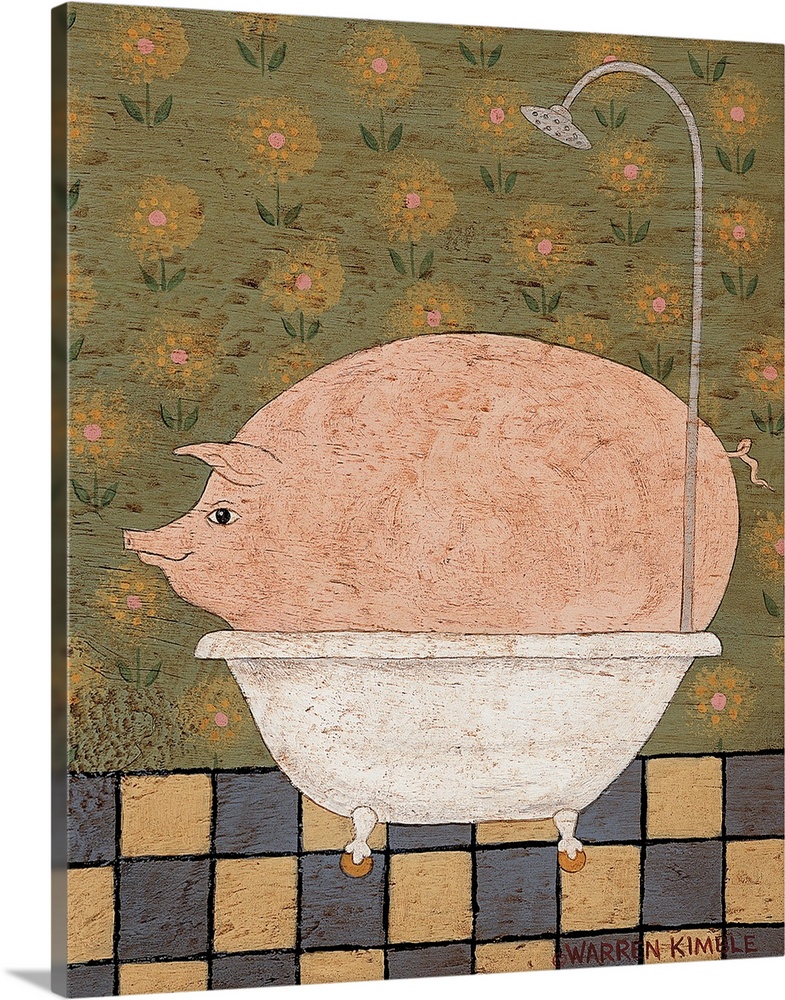 Whimsical country bathroom humor by renowned folk artist Warren Kimble