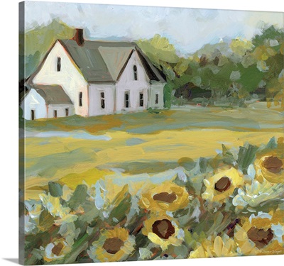 House In Sunflower Field