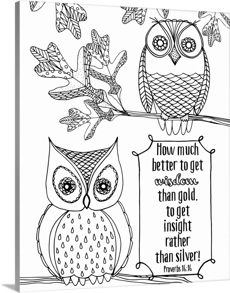 Bible verse with line art of two cute owls.