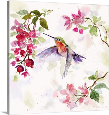 Hummingbird With Pink Flowers