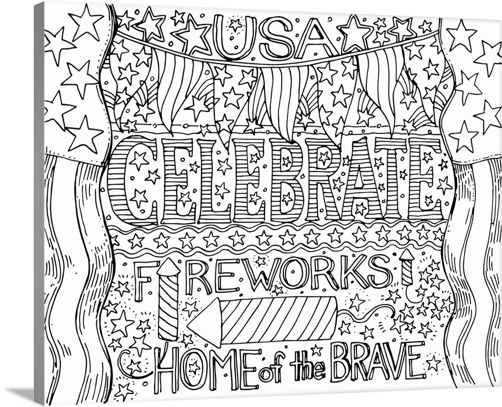 Celebrate America with this patriotic piece, waiting for your red, white and blue markers!