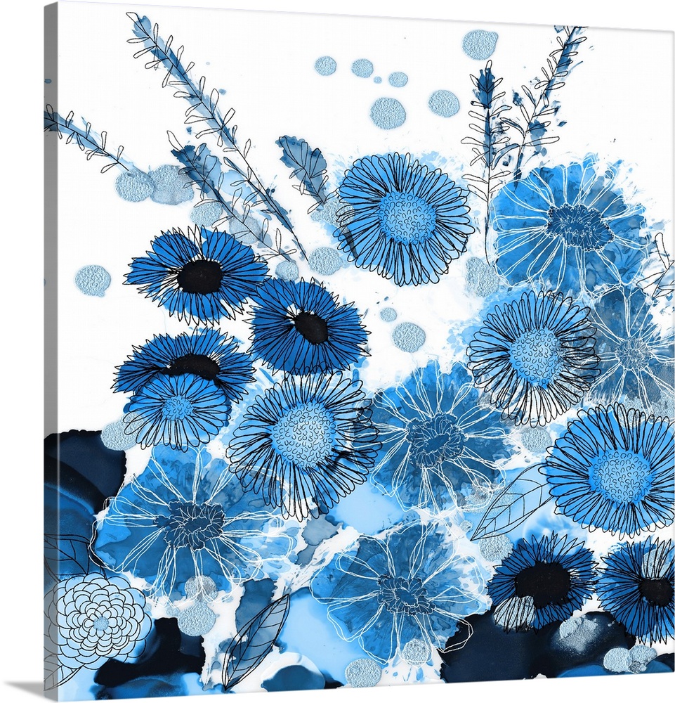 The loose style of alcohol inks makes this blue floral image an impact statement.