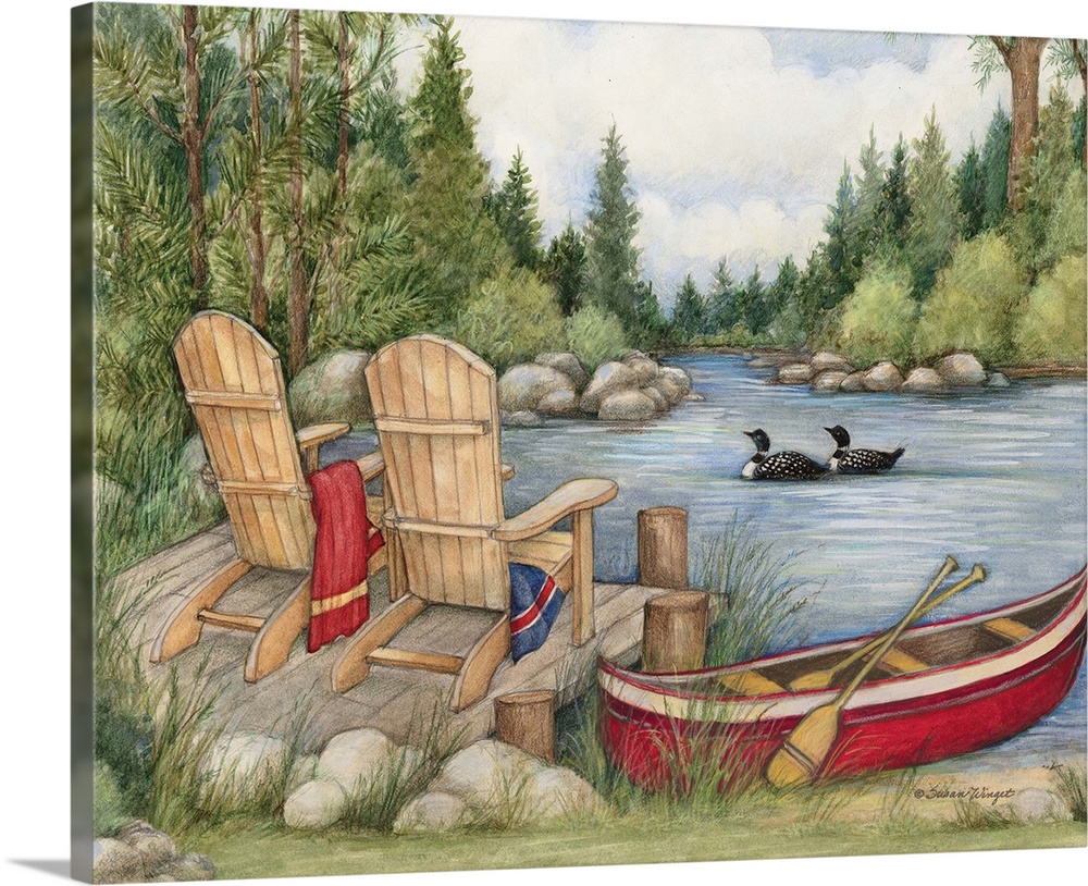 This lovely scenic captures the serenity of life by the lake.
