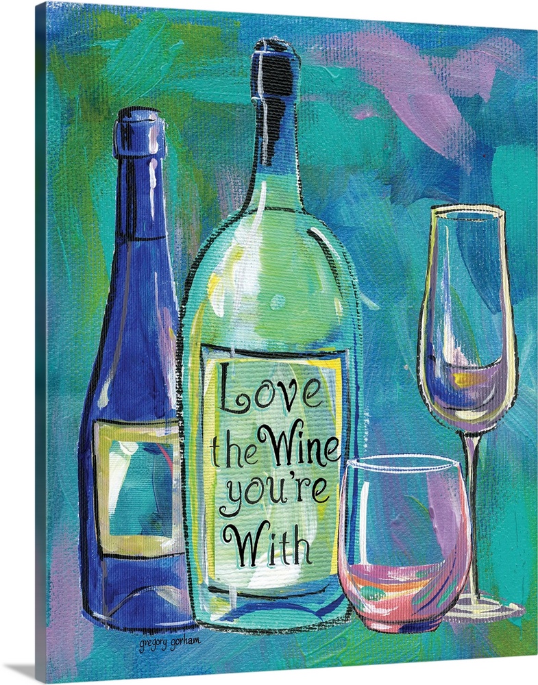 Whimsical, sassy wine scene injects humor into a decor treatment.
