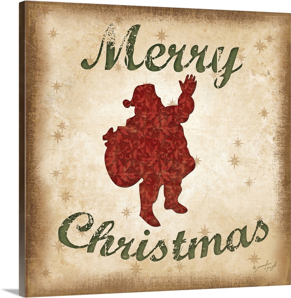 Holiday sentiments with a Santa Claus silhouette and a neutral background.