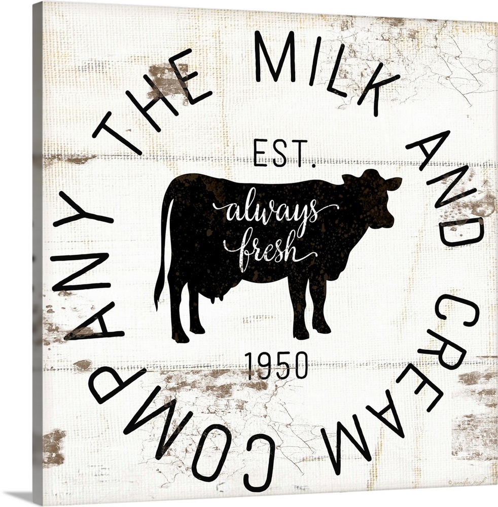 A digital illustration of "Milk and Cream Company" on a white shiplap background.