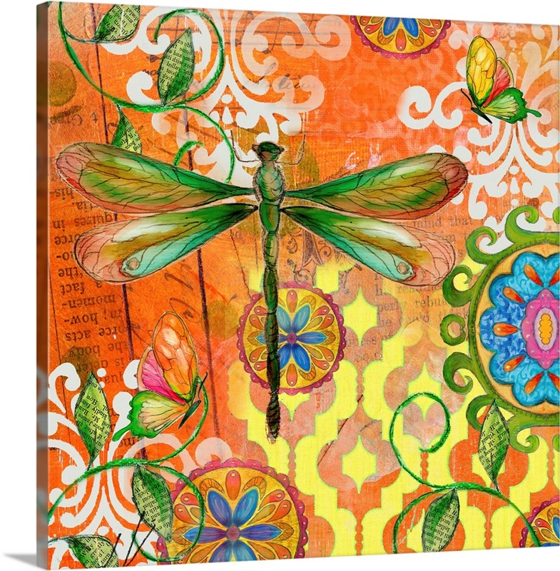 Orange Dragonfly Wall Art, Canvas Prints, Framed Prints, Wall Peels