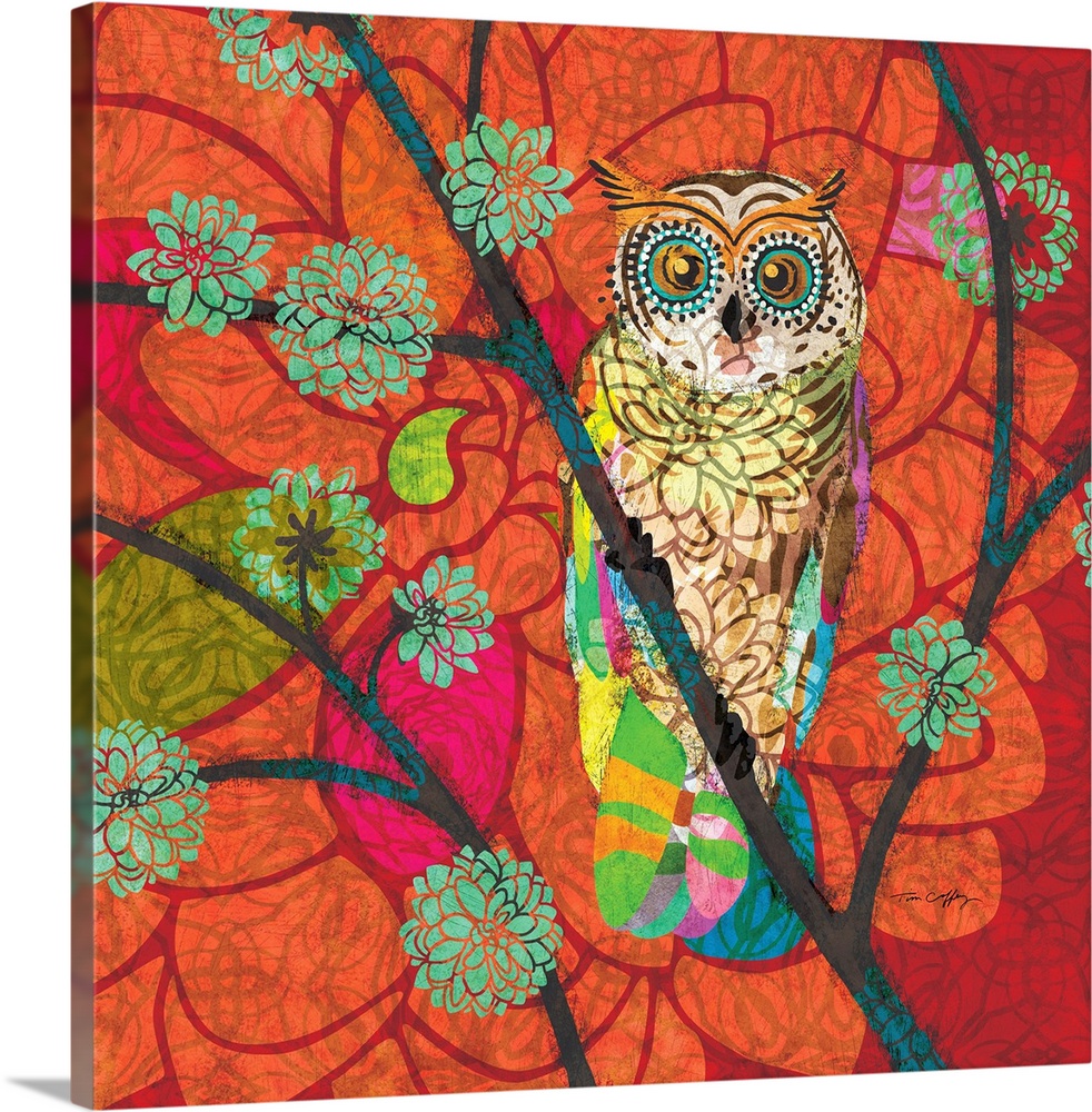 The popular owl is given a splashy contemporary treatment