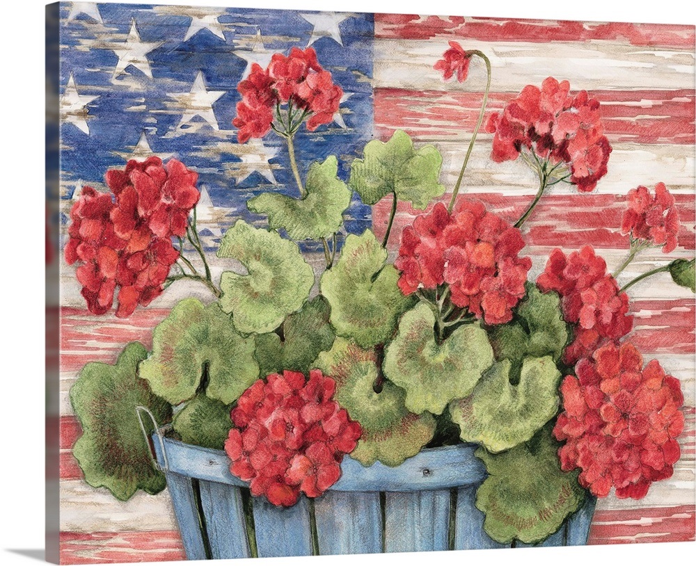 Patriotic Geraniums Wall Art, Canvas Prints, Framed Prints, Wall Peels