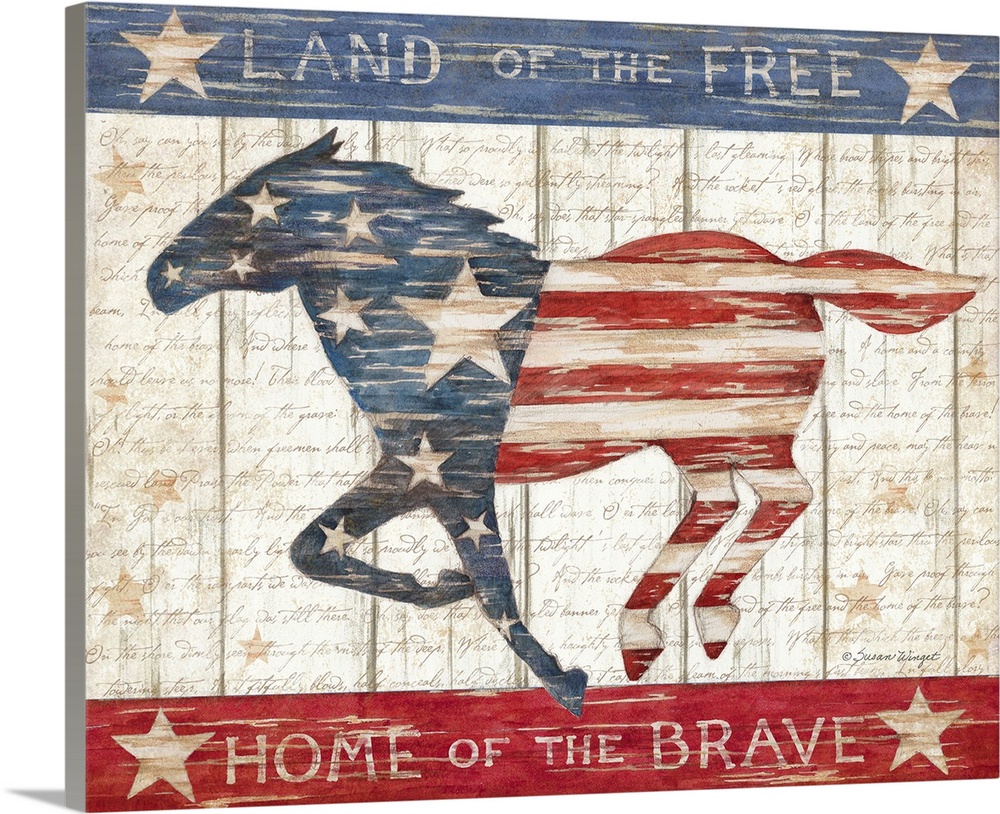 A patriotic Horse motif for a wonderful country decor.