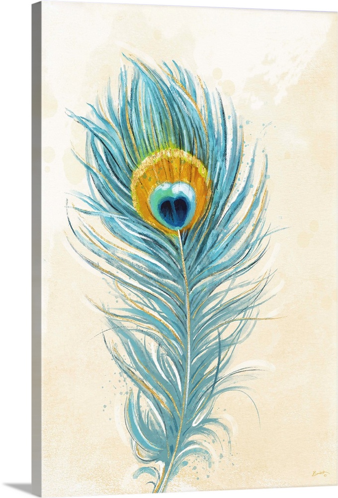 Peacock Feather | Large Solid-Faced Canvas Wall Art Print | Great Big Canvas