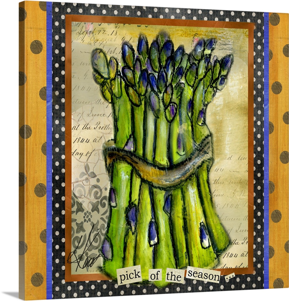 Whimsical asparagus spears, great for kitchen motif