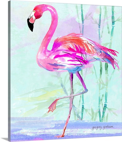 Janelle Patterson Art - Pink Flamingo Fun and Fruity Martini Glass