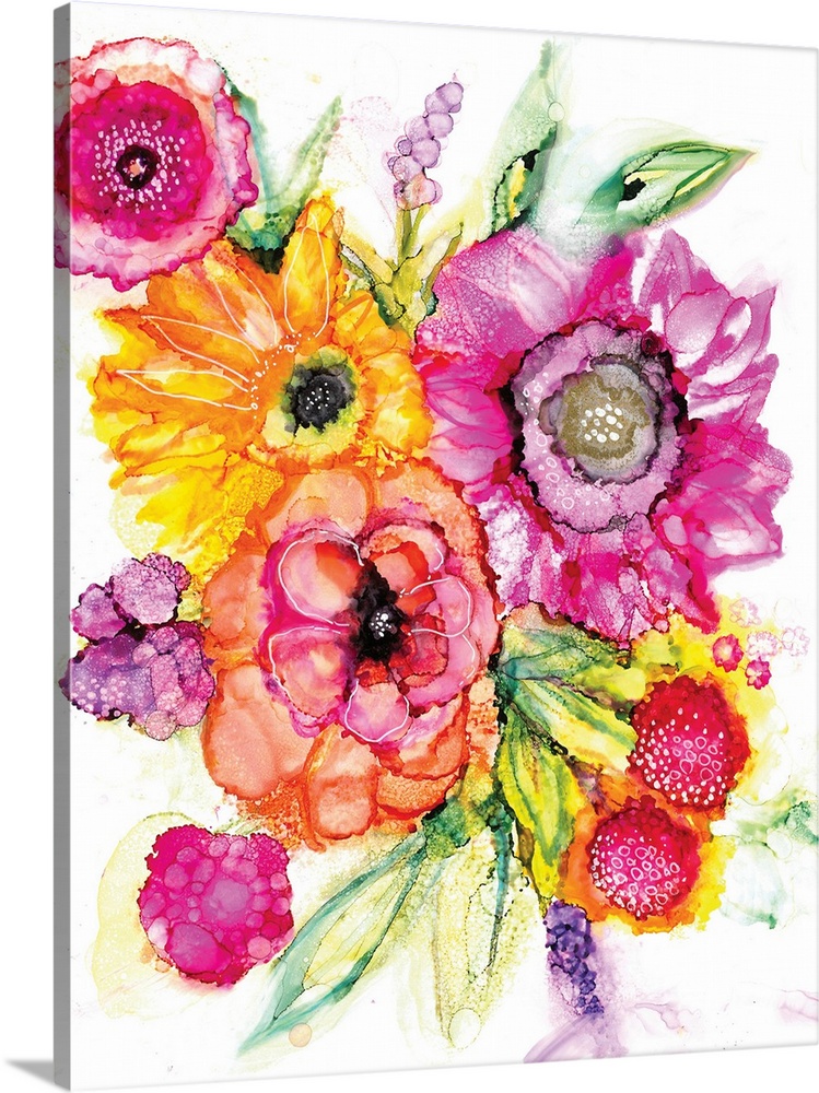 The loose style of alcohol inks makes this floral image an impact statement.