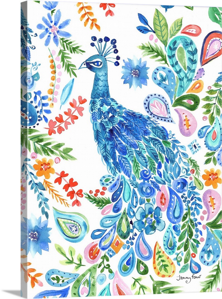 This colorful and elegant peacock will splash to any room.