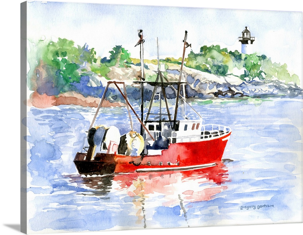 Red Boat & Lighthouse