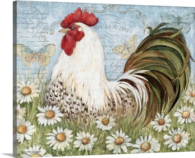 Rooster with Daisies