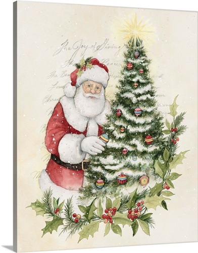 Santa with Christmas Tree | Great Big Canvas