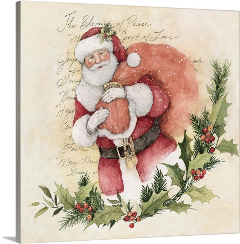 Santa with Holly | Great Big Canvas