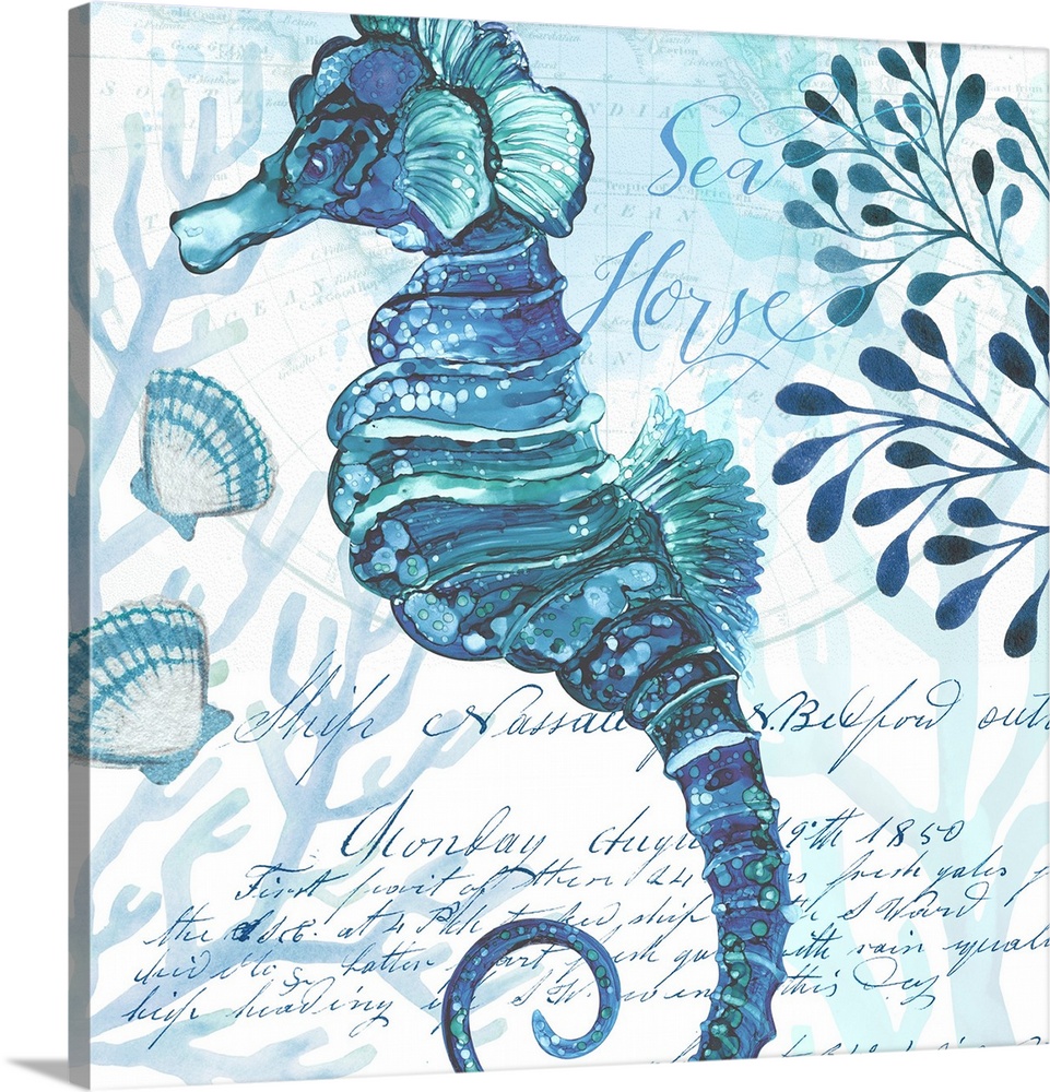 The beauty of ocean life is on display with this blue-toned seahorse scene.