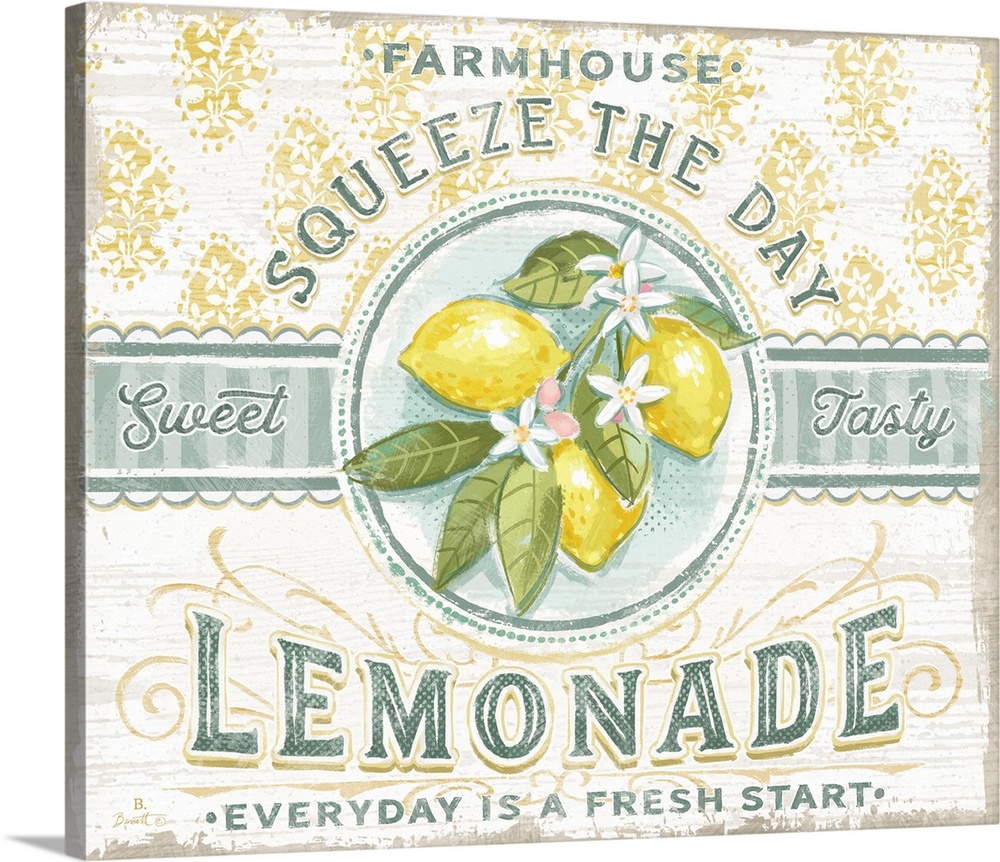 Vintage farmhouse signage for lemonade evokes a nostalgic country style