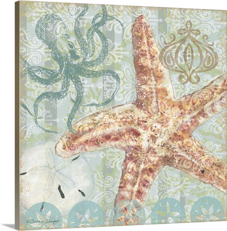 Starfish - Blue Scroll | Great Big Canvas