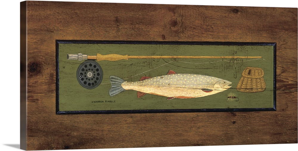 Americana fishing scene by renowned folk artist Warren Kimble