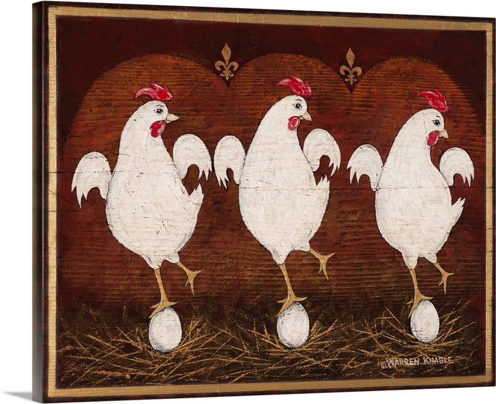 The Twelve Days of Art Three French Hens Wall Art, Canvas Prints