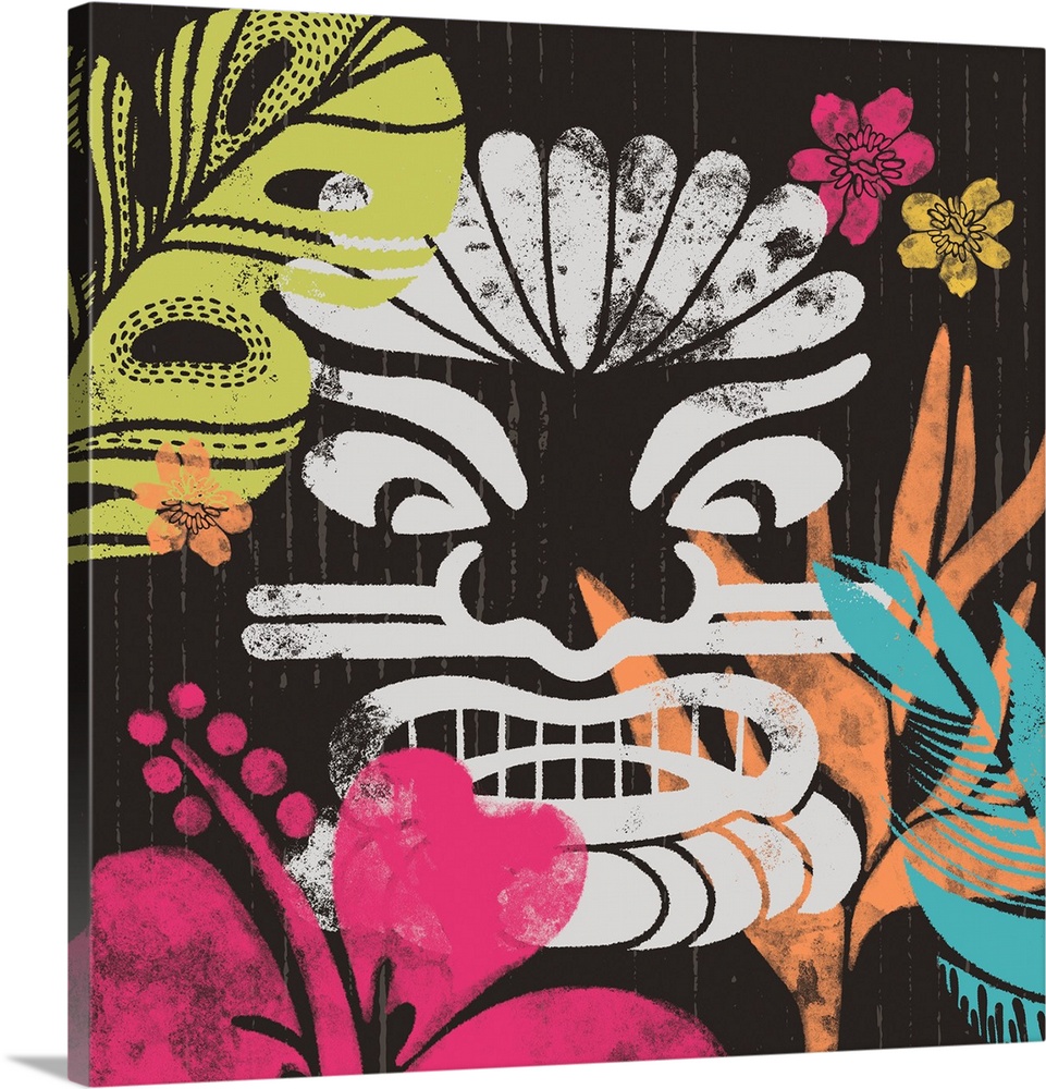 Evoke the tropics with this colorful and fun Tiki-themed art.