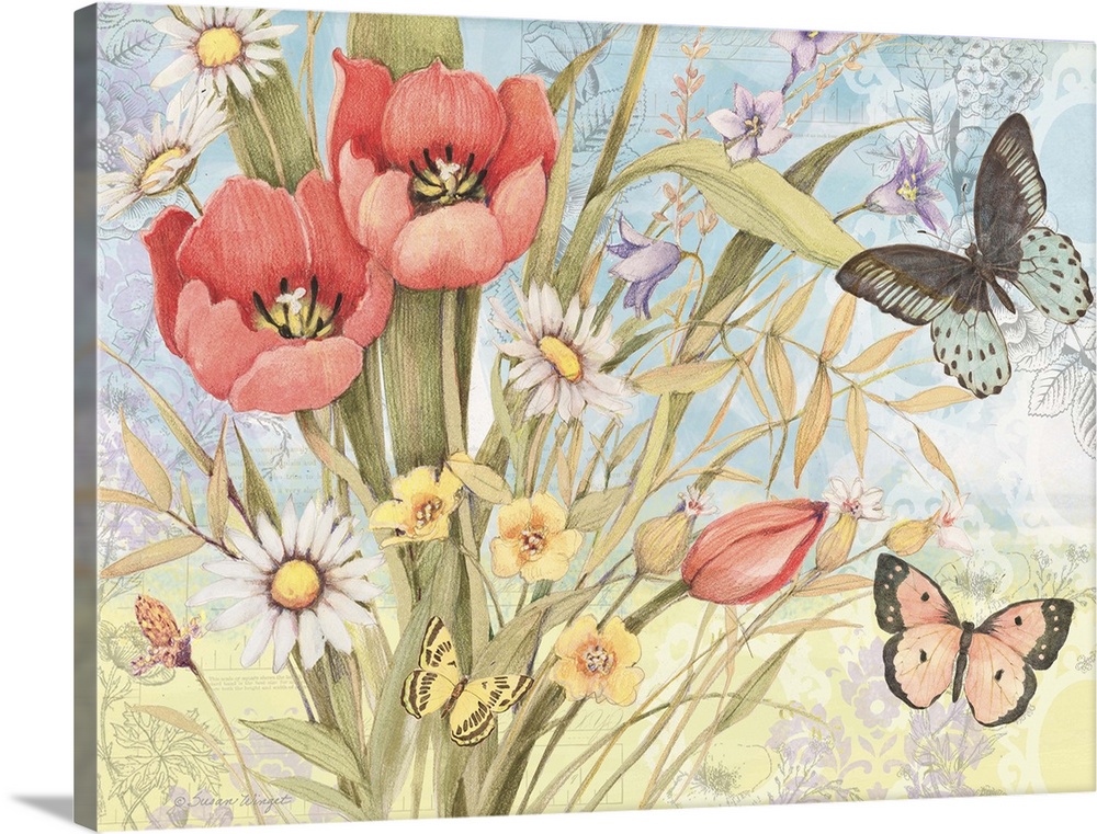 Lovely botanical butterfly art subtly infuses nature into the home.