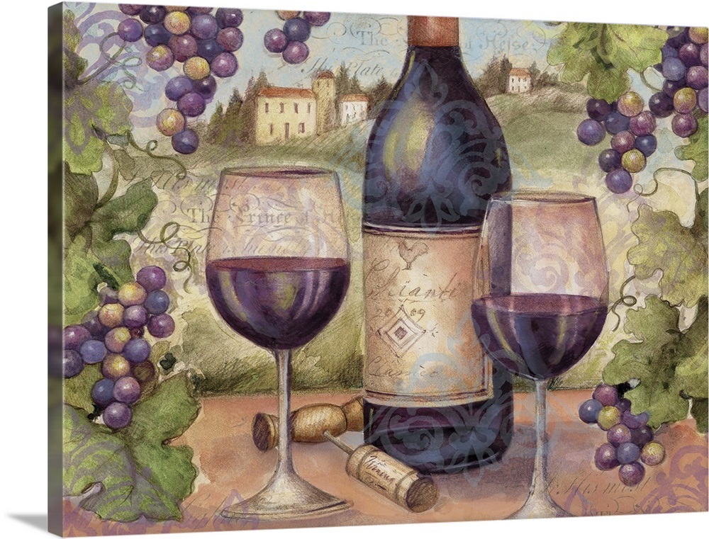 Wine and Grapes Wall Art, Canvas Prints, Framed Prints, Wall Peels
