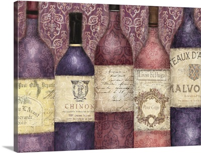 Wine Bottles - Damask Pattern