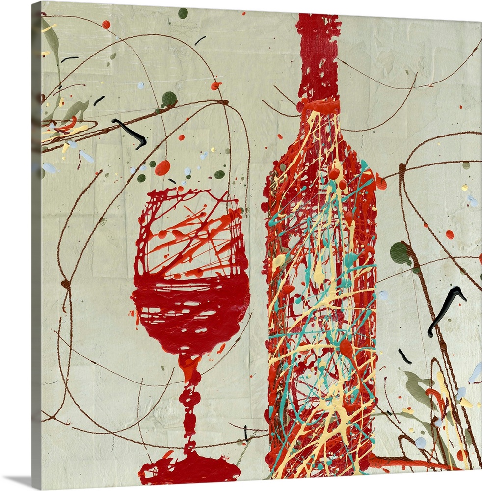Contemporary, abstract interpretation of wine bottles
