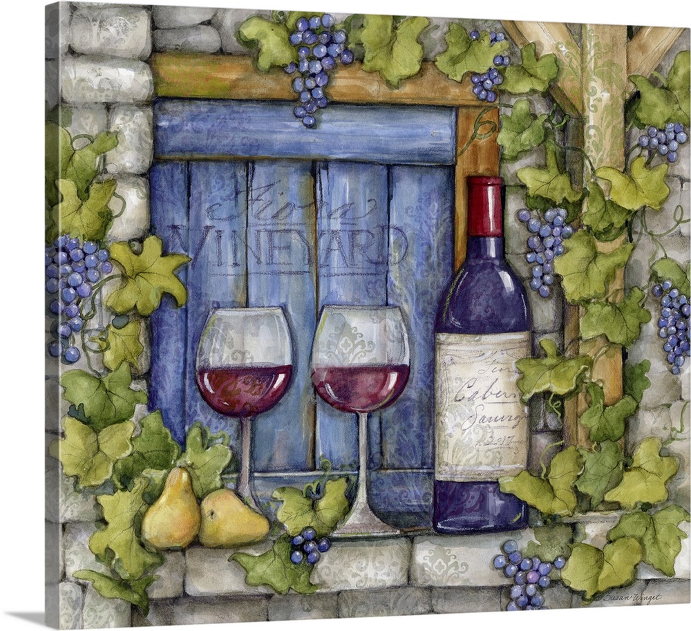 A Tuscan window vignette of wine bottles and glasses!